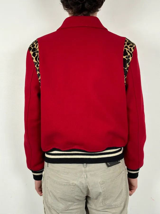 AW2014 Saint Laurent Cheetah Red Pony Hair Teddy Jacket QwFDBgK 3