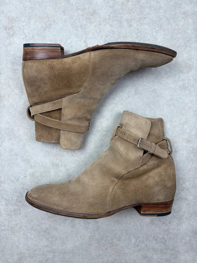 2010s Saint Laurent Beige Suede Leather Ankle Boots xkppCVr 3