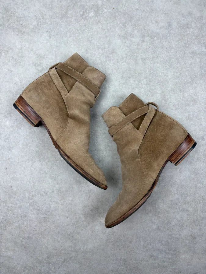 2010s Saint Laurent Beige Suede Leather Ankle Boots xkppCVr 5