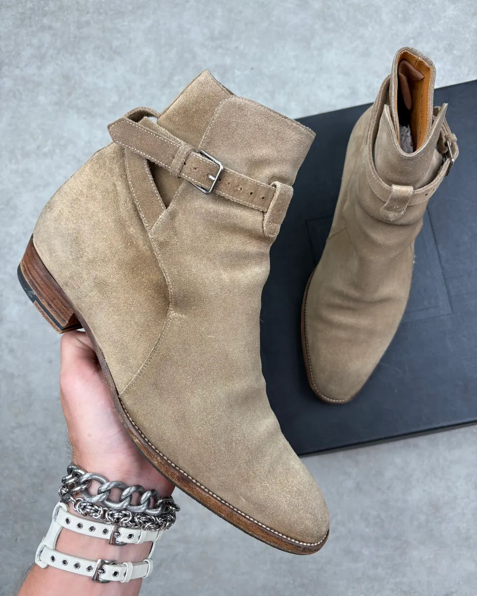 2010s Saint Laurent Beige Suede Leather Ankle Boots xkppCVr 0