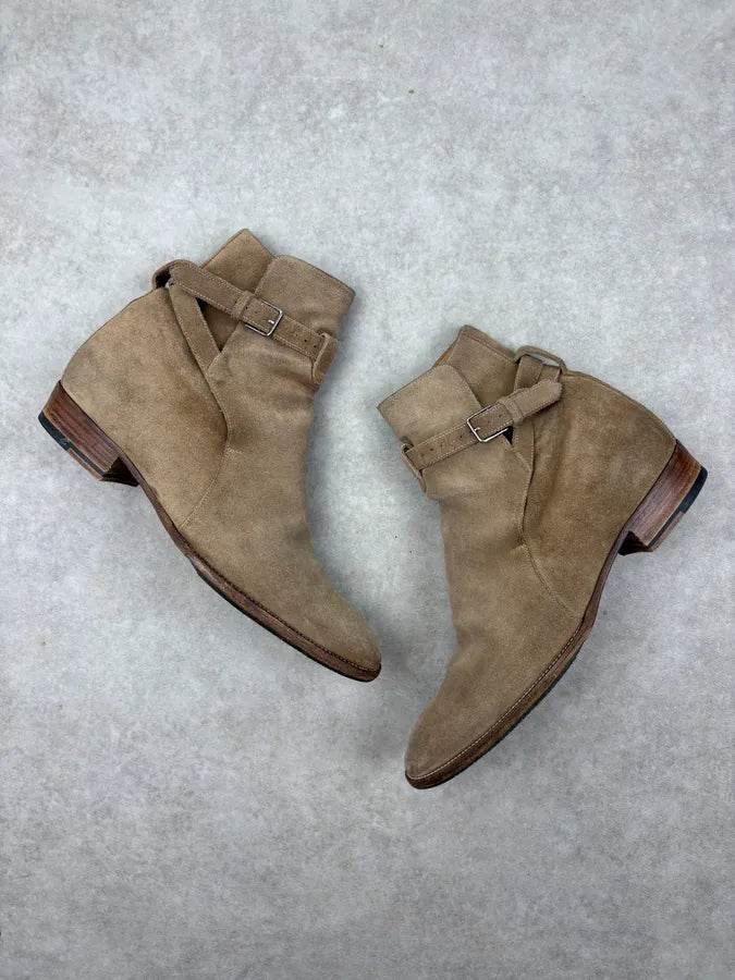 2010s Saint Laurent Beige Suede Leather Ankle Boots xkppCVr 4
