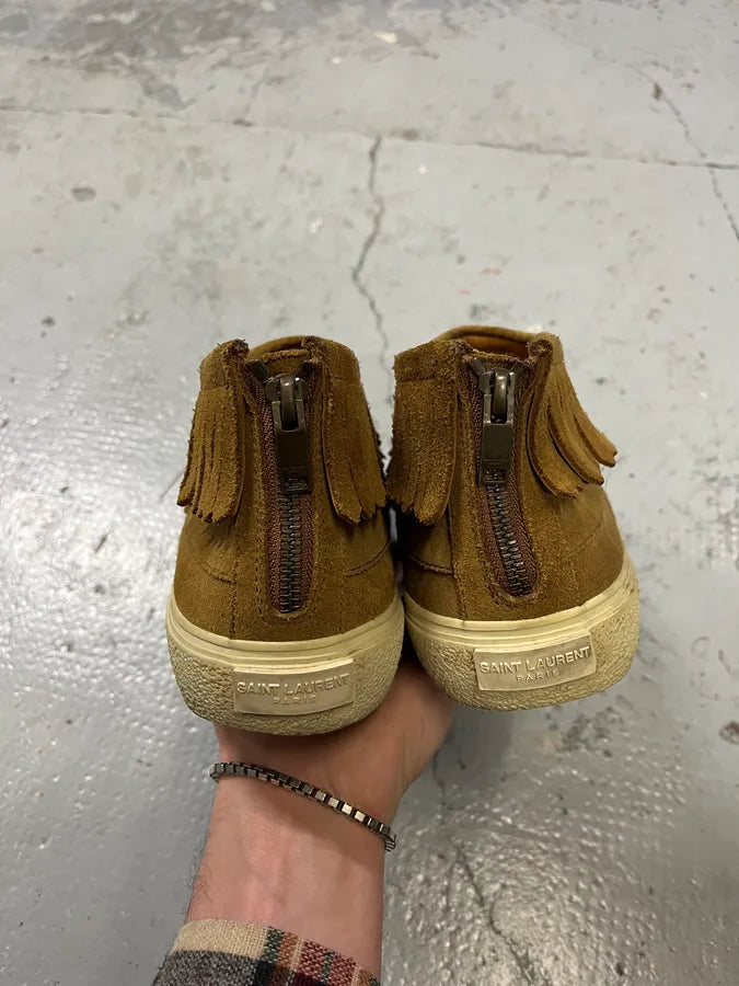 Saint Laurent Beige Fringe Suede Leather Shoes CIaUVVC 4