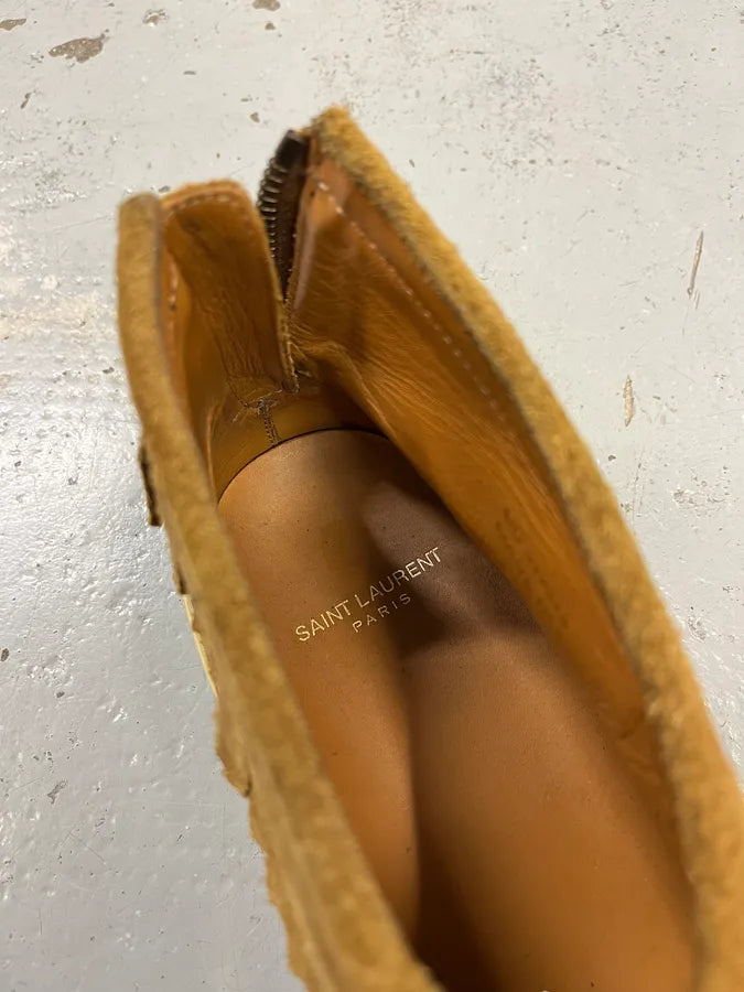Saint Laurent Beige Fringe Suede Leather Shoes CIaUVVC 7