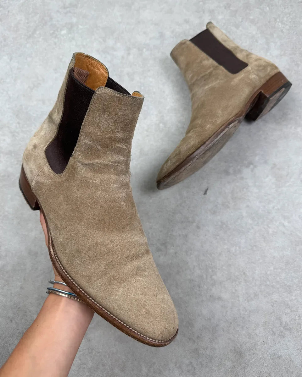 Saint Laurent Beige Suede Chelsea Boots ODXNiro 0