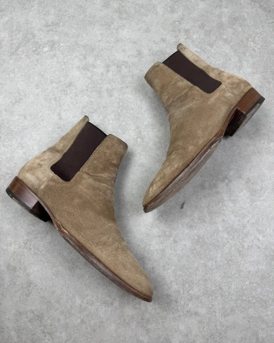 Saint Laurent Beige Suede Chelsea Boots ODXNiro 1