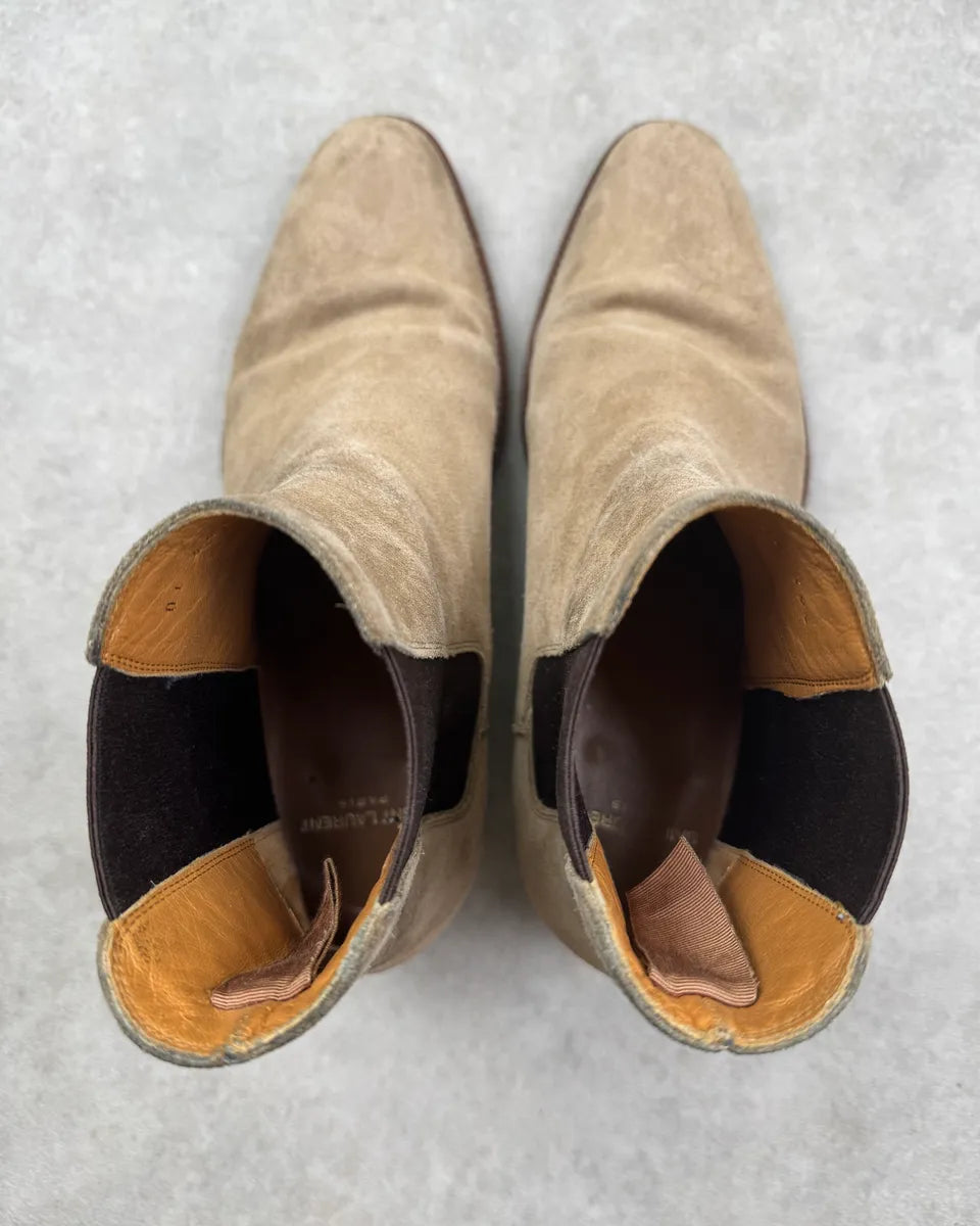 Saint Laurent Beige Suede Chelsea Boots ODXNiro 7