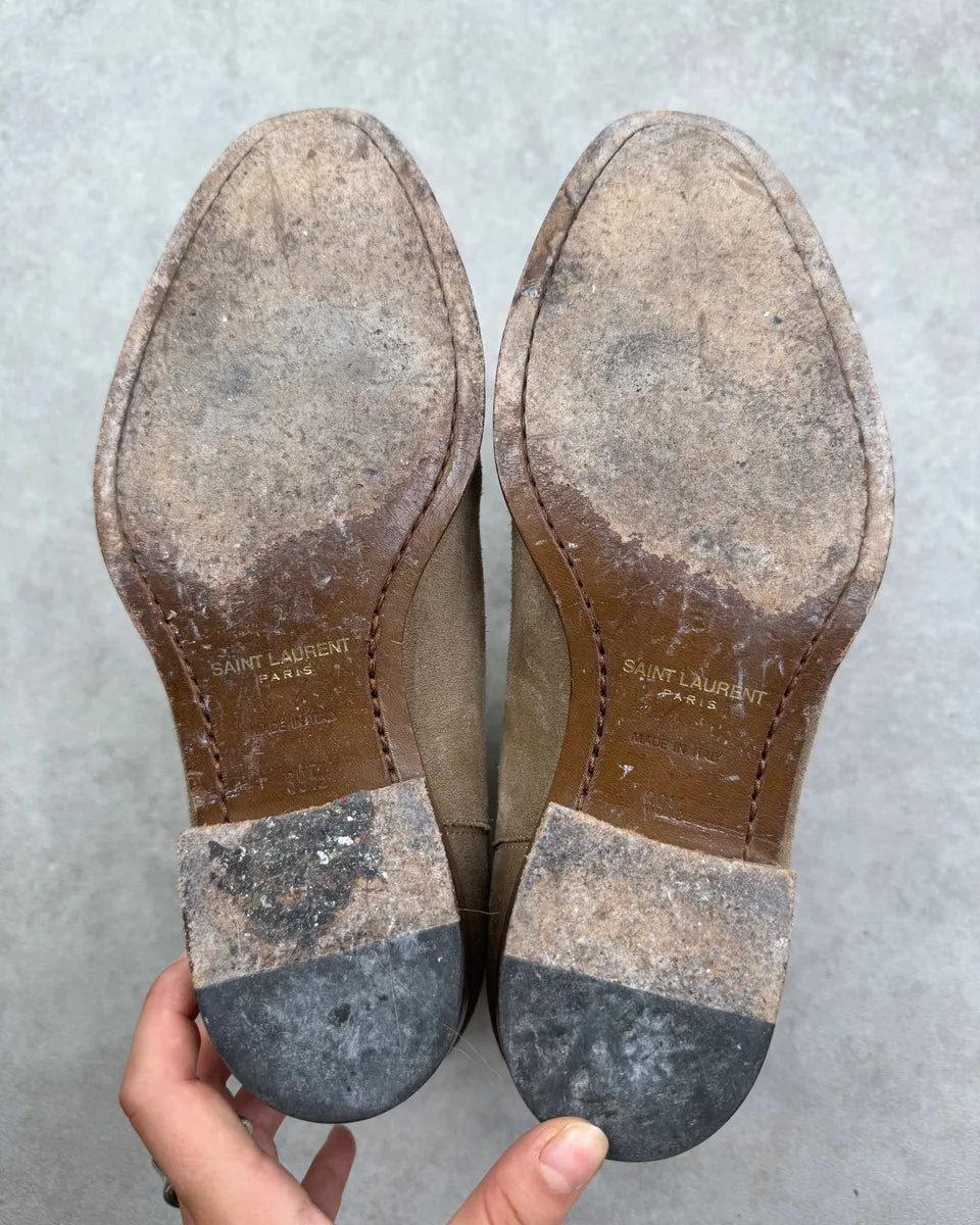 Saint Laurent Beige Suede Chelsea Boots ODXNiro 9
