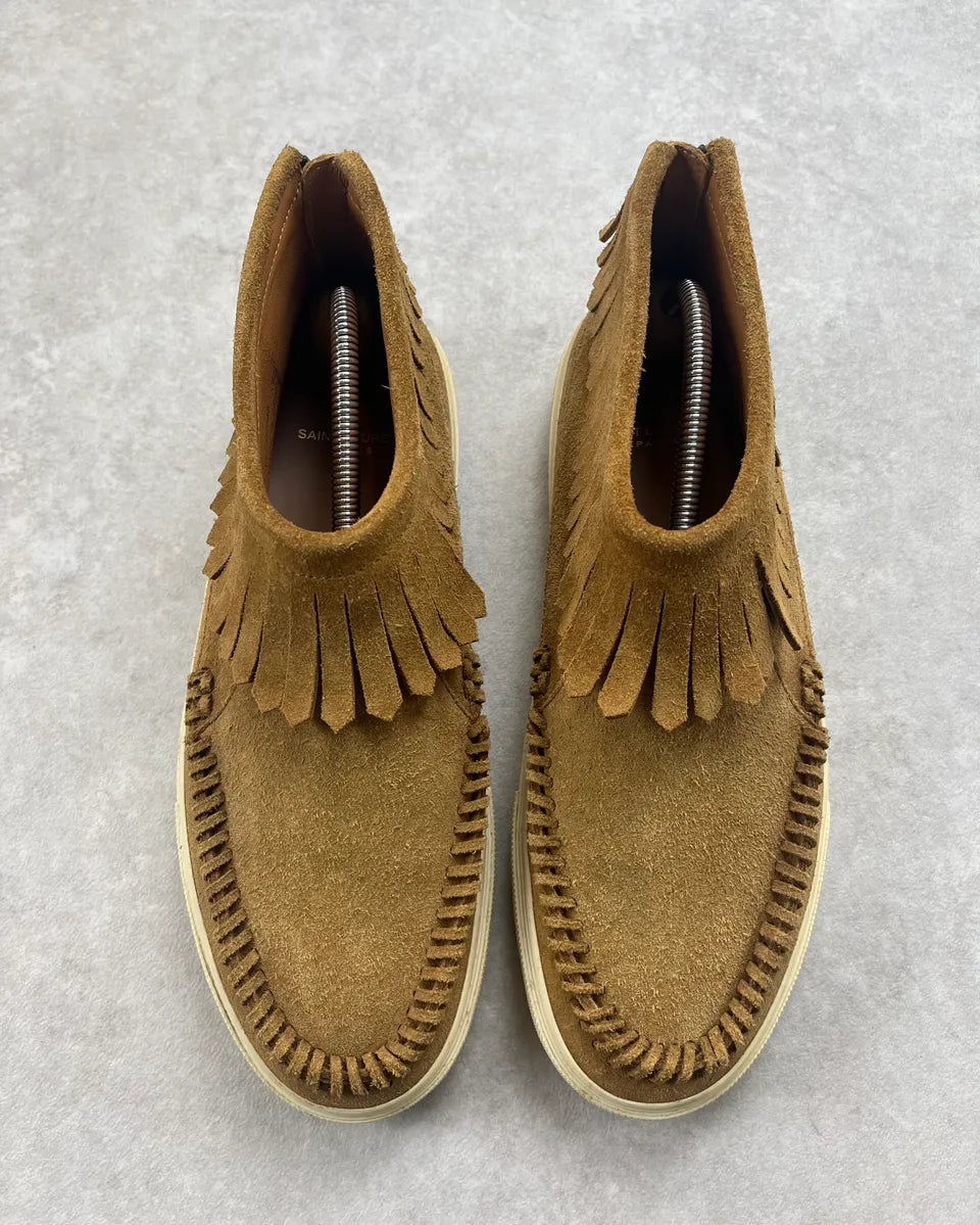 Saint Laurent Beige Suede Fringe Leather Sneakers  zCQZiYm 5