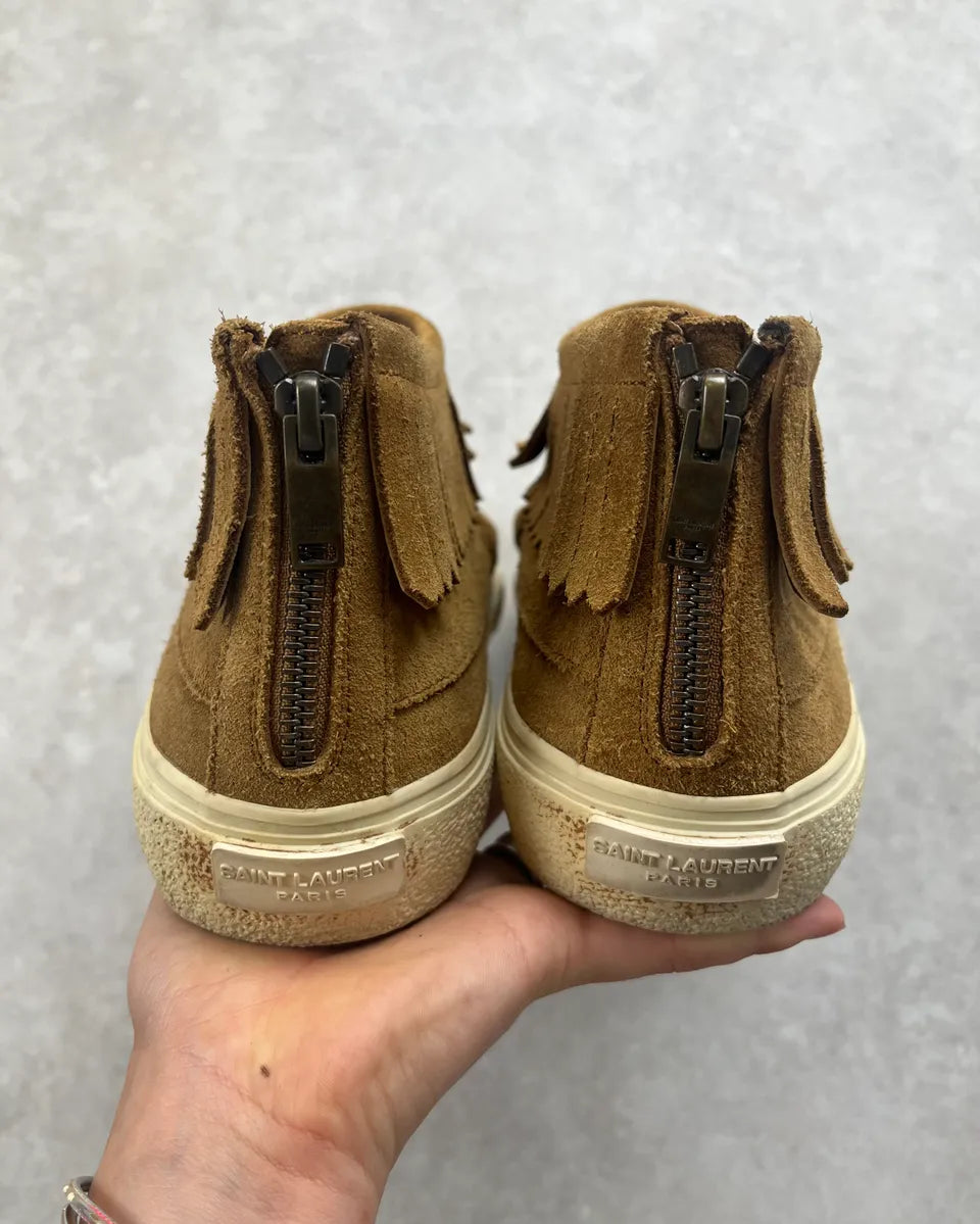 Saint Laurent Beige Suede Fringe Leather Sneakers  zCQZiYm 6