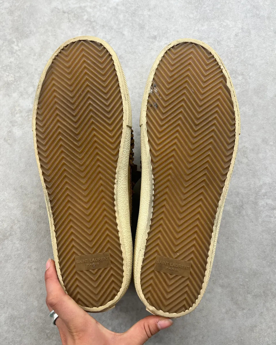 Saint Laurent Beige Suede Fringe Leather Sneakers  zCQZiYm 7