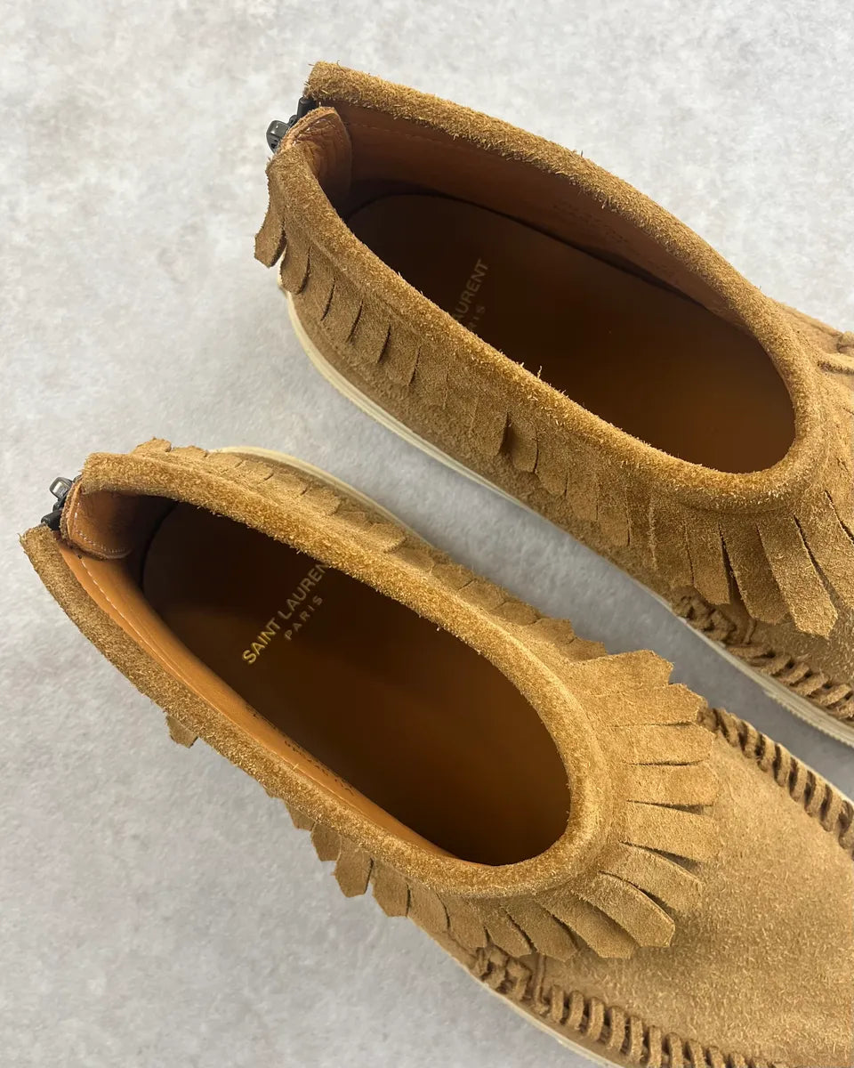 Saint Laurent Beige Suede Fringe Leather Sneakers  zCQZiYm 8
