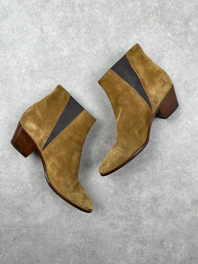 2010s Saint Laurent Beige Suede Leather Fringe Boots oZiXCQZ 4