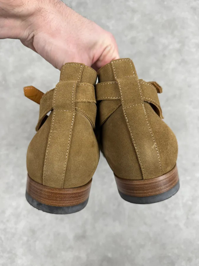 Saint Laurent Beige Suede Leather Buckle Boots sjAqXBY 4