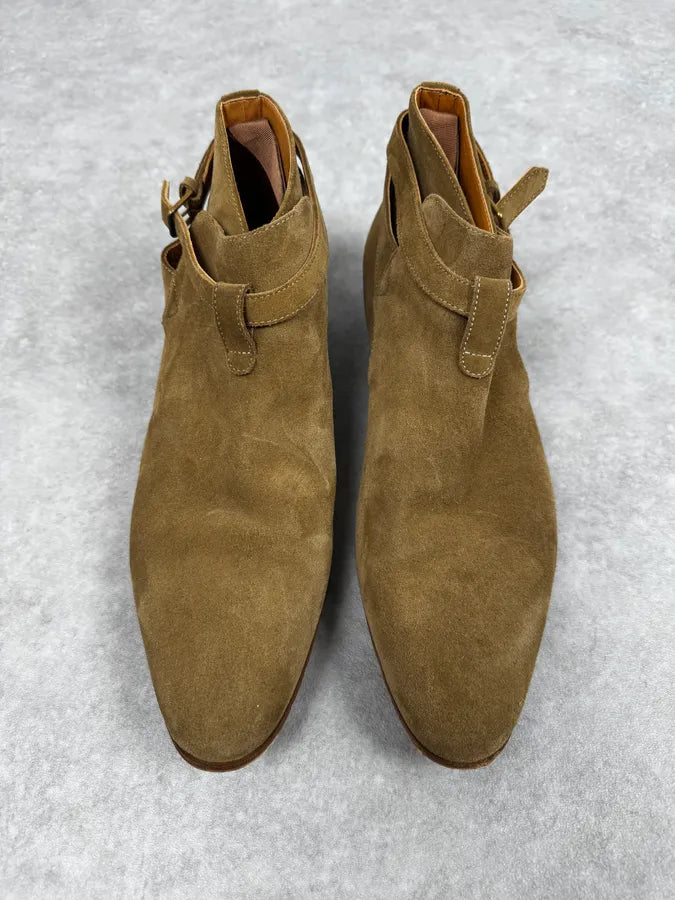 Saint Laurent Beige Suede Leather Buckle Boots sjAqXBY 2