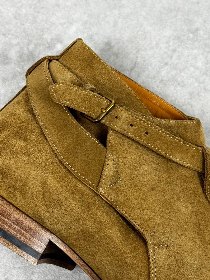 Saint Laurent Beige Suede Leather Buckle Boots sjAqXBY 3