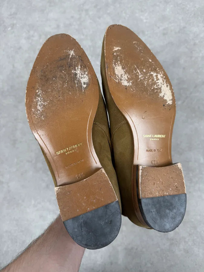 Saint Laurent Beige Suede Leather Buckle Boots sjAqXBY 5