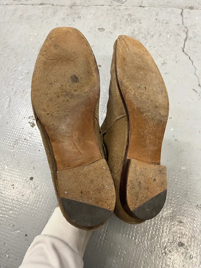 Saint Laurent Beige Suede Strap Camel Leather Boots EvJoKYp 5
