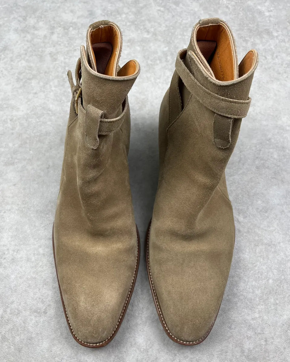 Saint Laurent Beige Wyatt Jodhpur Suede Leather Boots QIrMajw 5