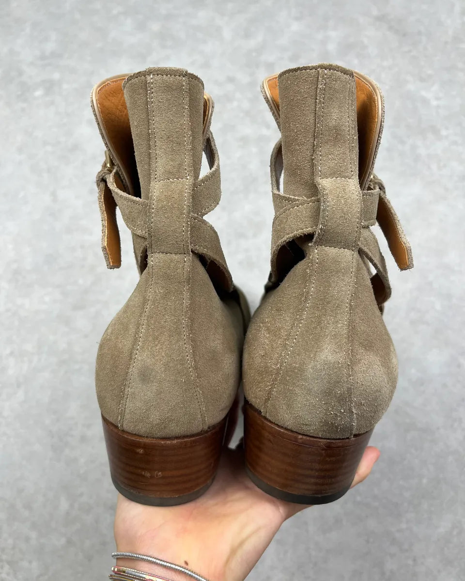 Saint Laurent Beige Wyatt Jodhpur Suede Leather Boots QIrMajw 6