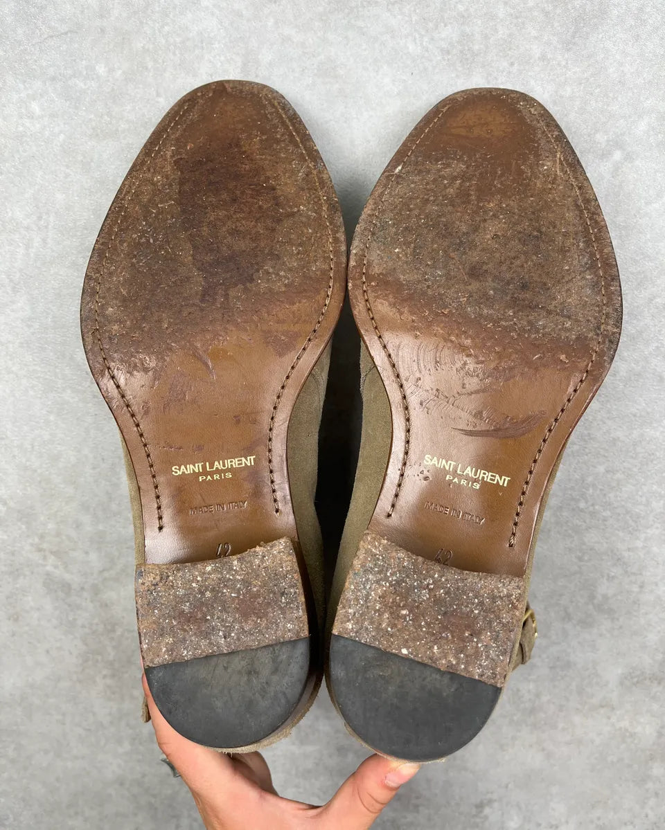 Saint Laurent Beige Wyatt Jodhpur Suede Leather Boots QIrMajw 7