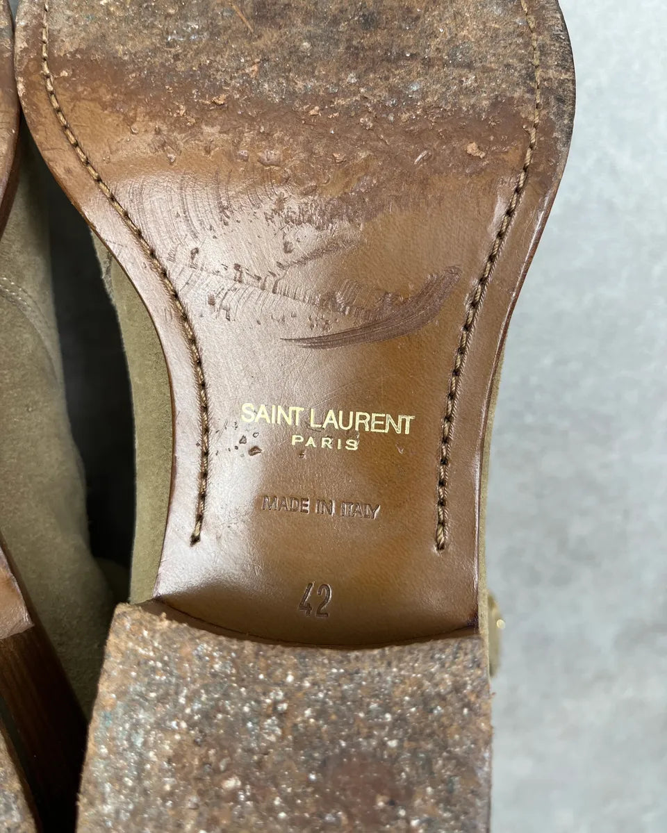 Saint Laurent Beige Wyatt Jodhpur Suede Leather Boots QIrMajw 8