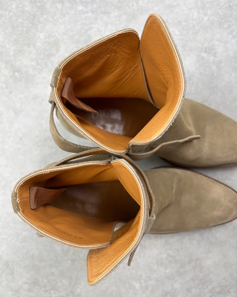 Saint Laurent Beige Wyatt Jodhpur Suede Leather Boots QIrMajw 9