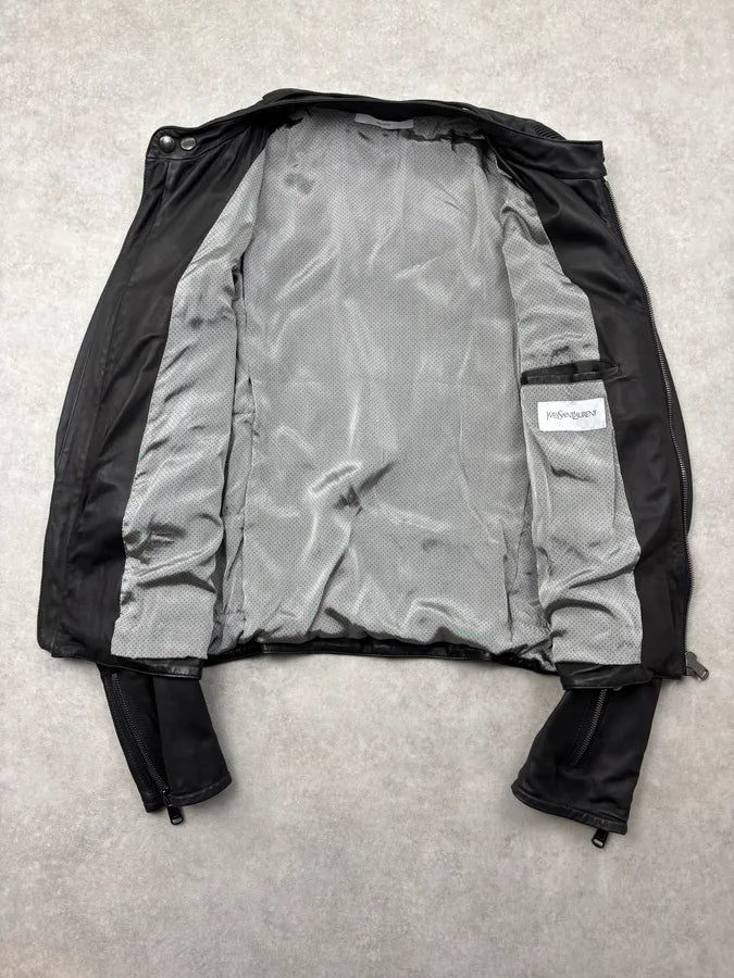 2000s Saint Laurent Biker Multi Zips Leather Jacket BFzmhyg 6