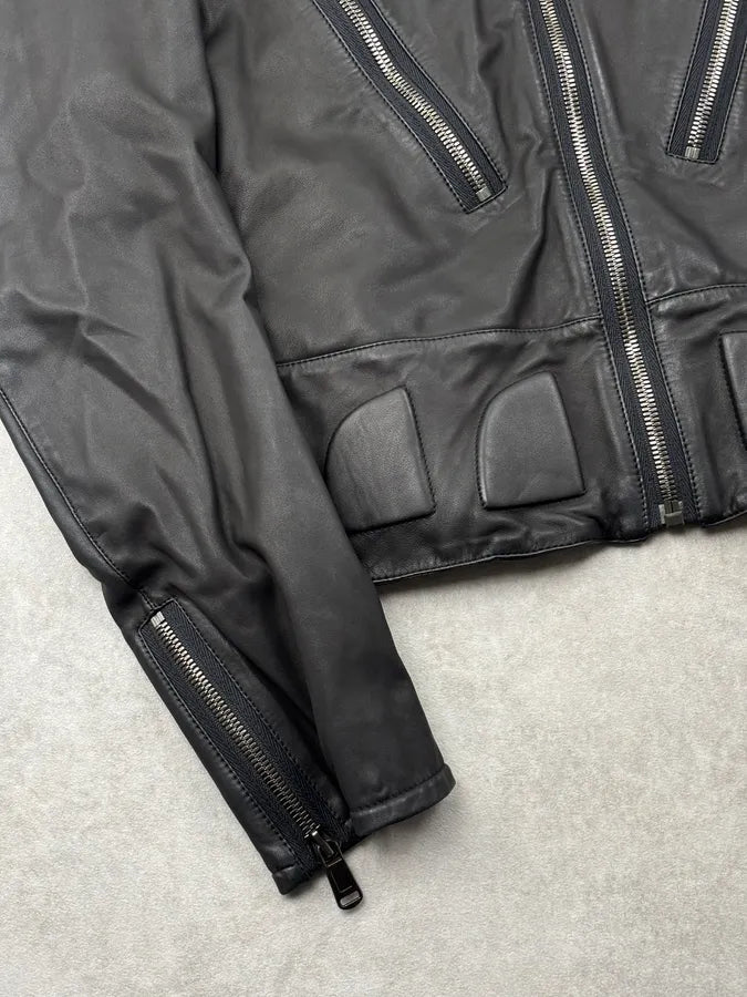 2000s Saint Laurent Biker Multi Zips Leather Jacket BFzmhyg 8