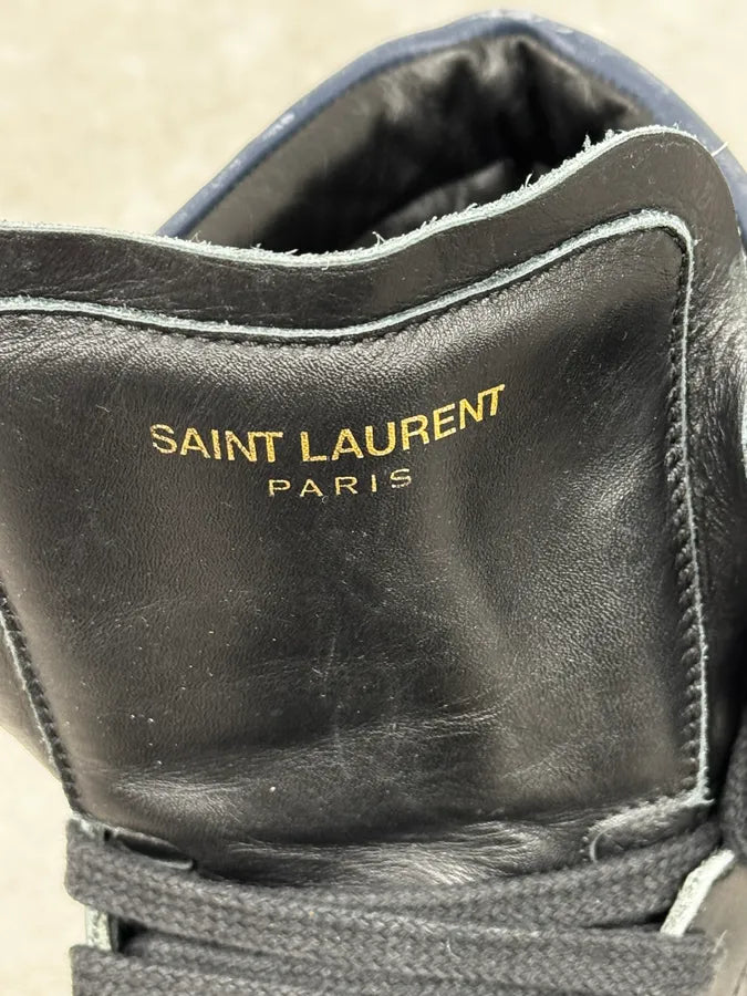 Saint Laurent Black & Blue Leather High Sneakers XUJflYm 6