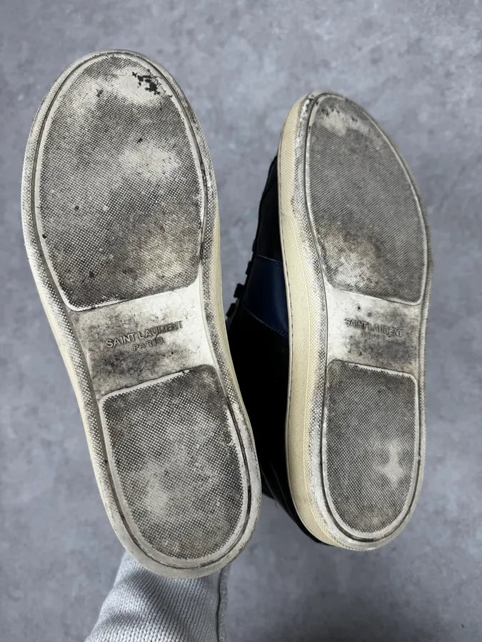 Saint Laurent Black & Blue Leather High Sneakers XUJflYm 4