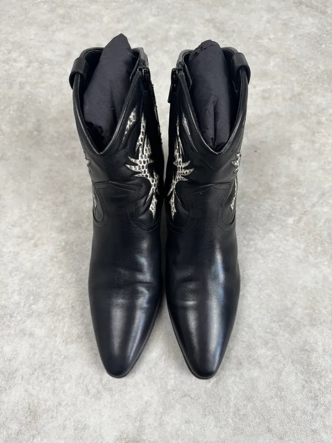 Saint Laurent Black & Python YSL Ornements Boots znElSQW 3