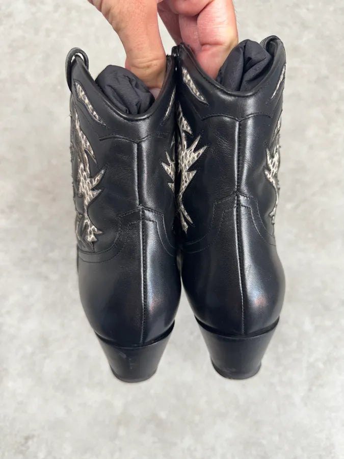 Saint Laurent Black & Python YSL Ornements Boots znElSQW 5