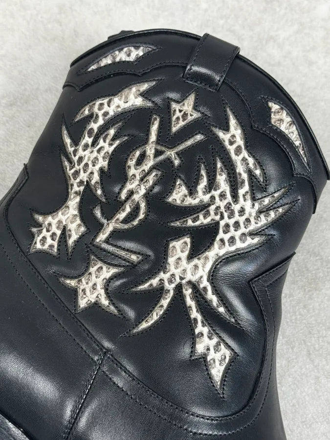 Saint Laurent Black & Python YSL Ornements Boots znElSQW 4