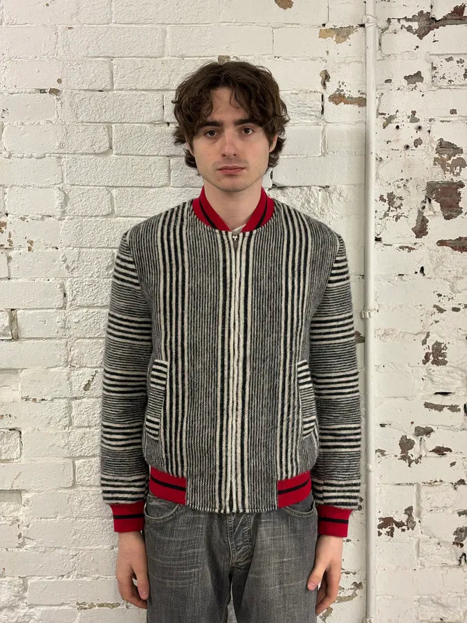 Saint Laurent Black & White Wool Zebra Teddy Bomber Jacket wJLHCsq 1