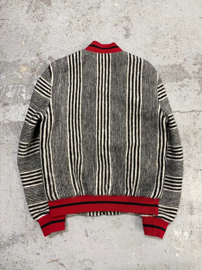 Saint Laurent Black & White Wool Zebra Teddy Bomber Jacket wJLHCsq 5