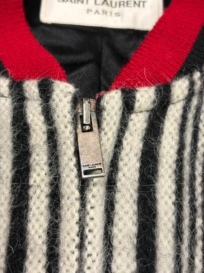 Saint Laurent Black & White Wool Zebra Teddy Bomber Jacket wJLHCsq 8
