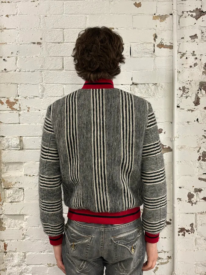 Saint Laurent Black & White Wool Zebra Teddy Bomber Jacket wJLHCsq 2