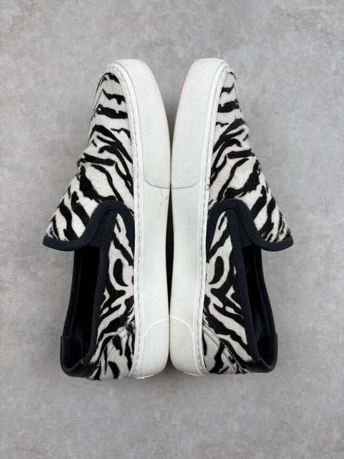 Saint Laurent Venice Black & White Pony Hair Zebra Mules Shoes jdHymoF 4