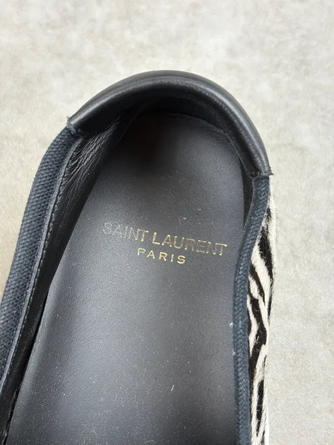 Saint Laurent Venice Black & White Calf Hair Zebra Mules Shoes jdHymoF 7