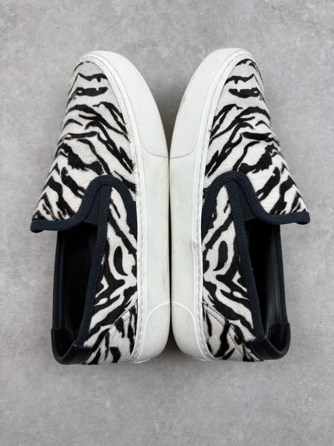 Saint Laurent Venice Black & White Calf Hair Zebra Mules Shoes jdHymoF 3