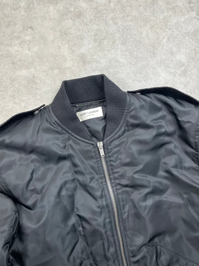 AW2020 Saint Laurent Black Nylon Bomber Jacket EUXCuia 4