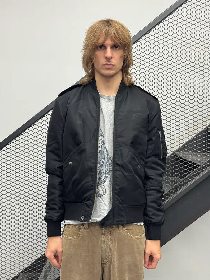 AW2020 Saint Laurent Black Nylon Bomber Jacket EUXCuia 1