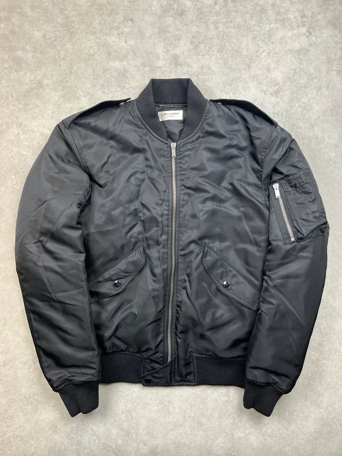 AW2020 Saint Laurent Black Nylon Bomber Jacket EUXCuia 0