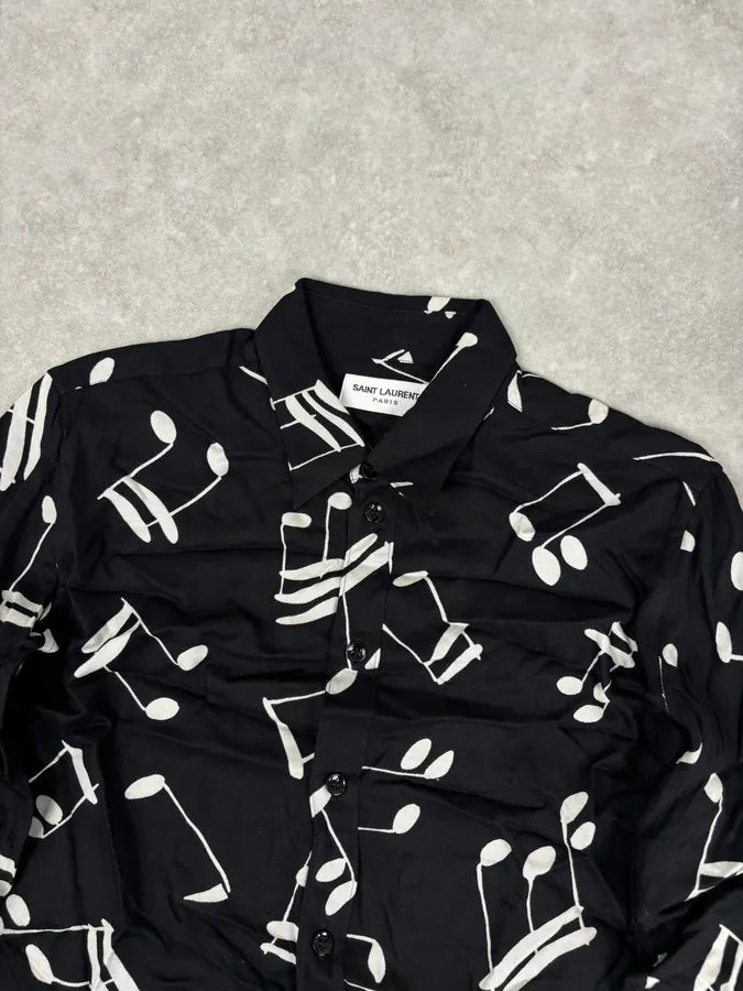 FW2016 Saint Laurent Black Music Notes Shirt by Hedi Slimane GeplOha 3