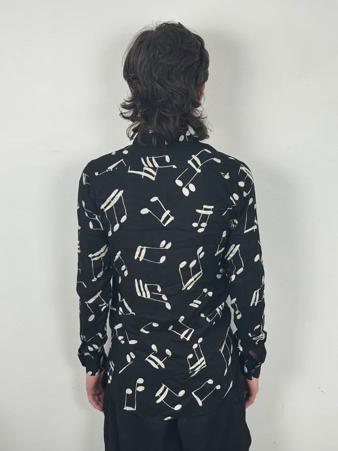 FW2016 Saint Laurent Black Music Notes Shirt by Hedi Slimane GeplOha 2