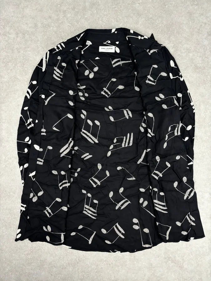 FW2016 Saint Laurent Black Music Notes Shirt by Hedi Slimane GeplOha 6