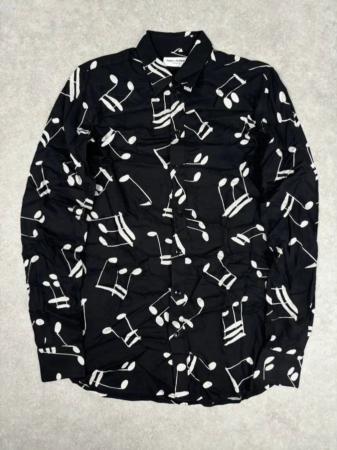 FW2016 Saint Laurent Black Music Notes Shirt by Hedi Slimane GeplOha 0