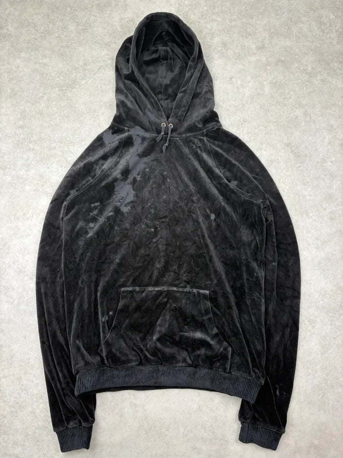 SS2019 Saint Laurent Black Irregular Velvet Hoodie amLVIdd 0