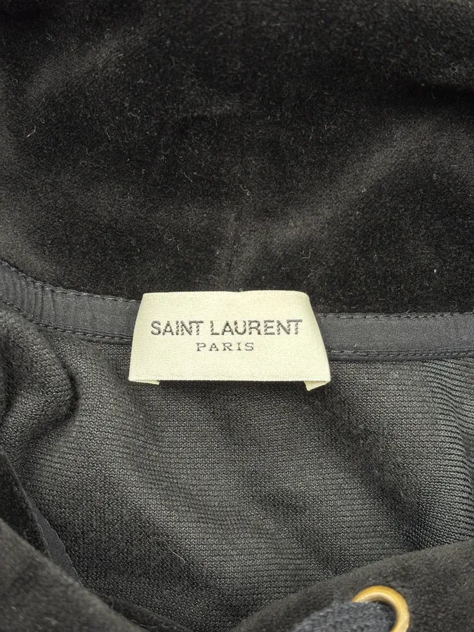 SS2019 Saint Laurent Black Irregular Velvet Hoodie amLVIdd 9
