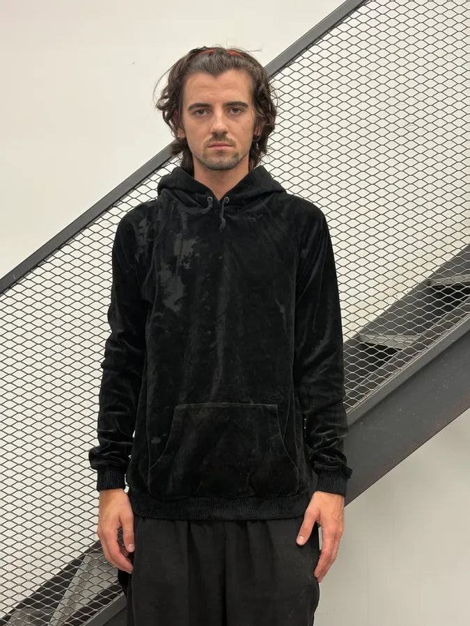 SS2019 Saint Laurent Black Irregular Velvet Hoodie amLVIdd 1